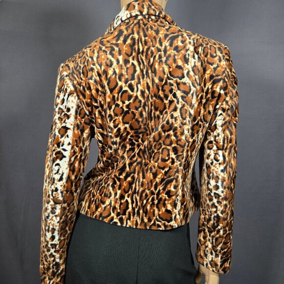 Y2K Nygard Leopard Faux Fur Jacket Size 6 Short Full Zip Indie Sleaze Grunge - Picture 7 of 11